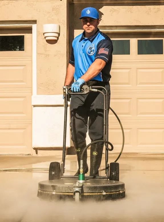 Wash Patrolman Steam Cleaning Concrete Driveway in Tempe